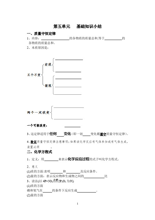 【九年级化学】第五单元  基础知识总结