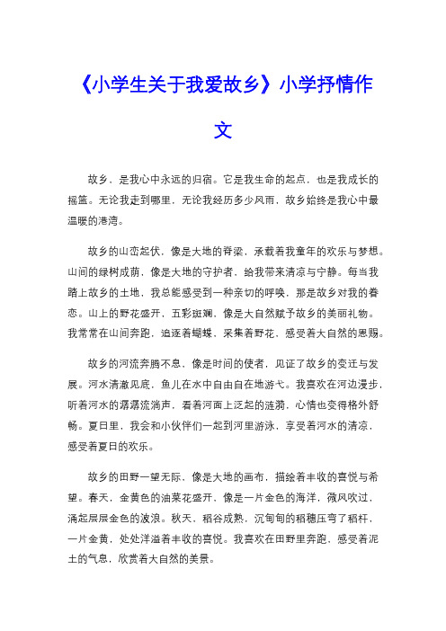 《小学生关于我爱故乡》小学抒情作文