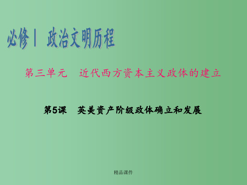 高考历史一轮复习 第3单元第5课 英美资产阶级政体确立和发展 新人教版必修1 