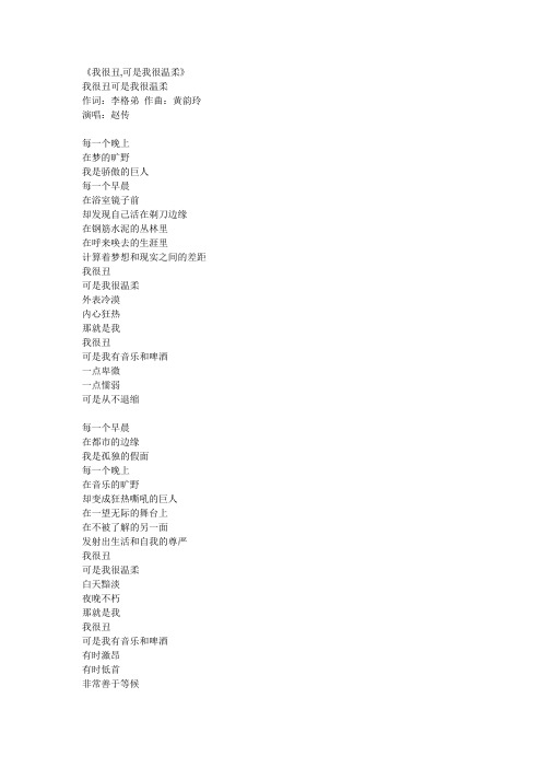 我很丑但我很温柔歌词