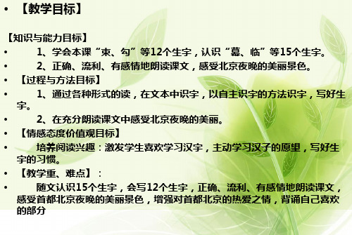 人教新课标二年级语文下册《北京亮起来了》PPT课件