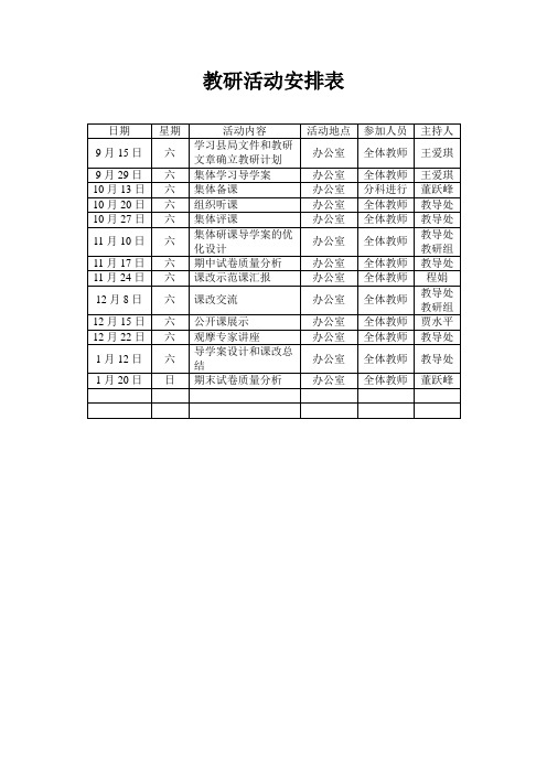 教研活动安排表1