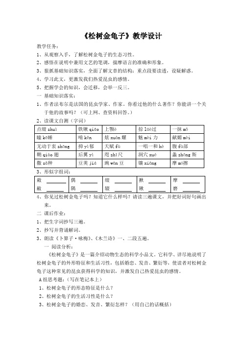 《松树金龟子》教学设计