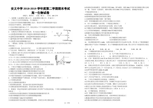 2018-2019学年度下学期高一期末考试生物试卷