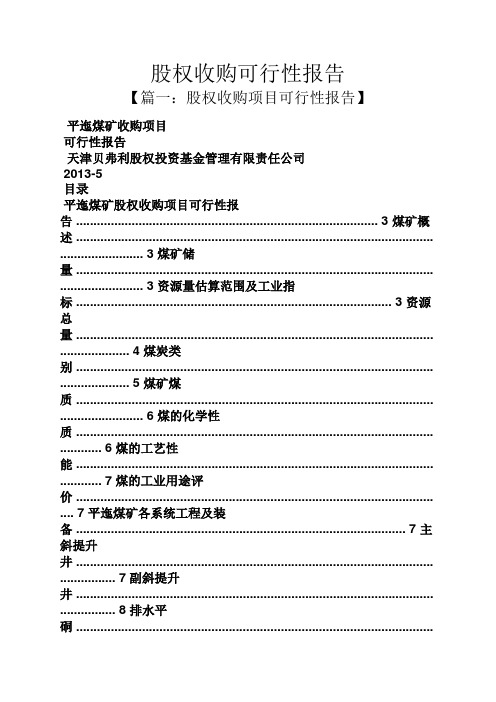 工作报告之股权收购可行性报告