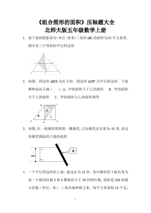 《组合图形的面积》压轴题大全  北师大版数学五年级上册  (2)