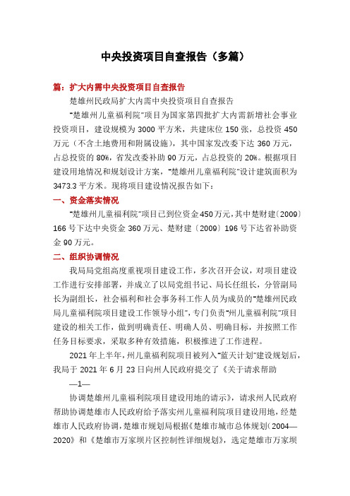 中央投资项目自查报告(多篇)