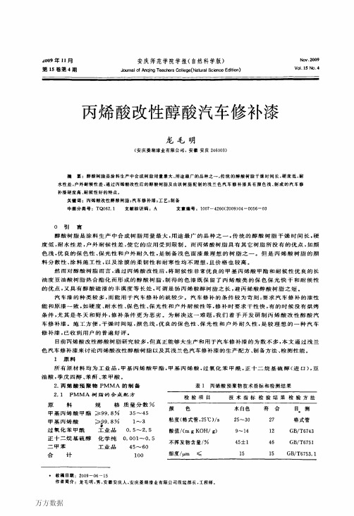 丙烯酸改性醇酸汽车修补漆