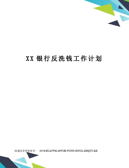 XX银行反洗钱工作计划