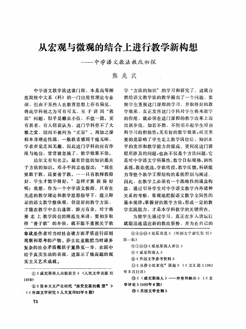 从宏观与微观的结合上进行教学新构想——中学语文教法教改初探