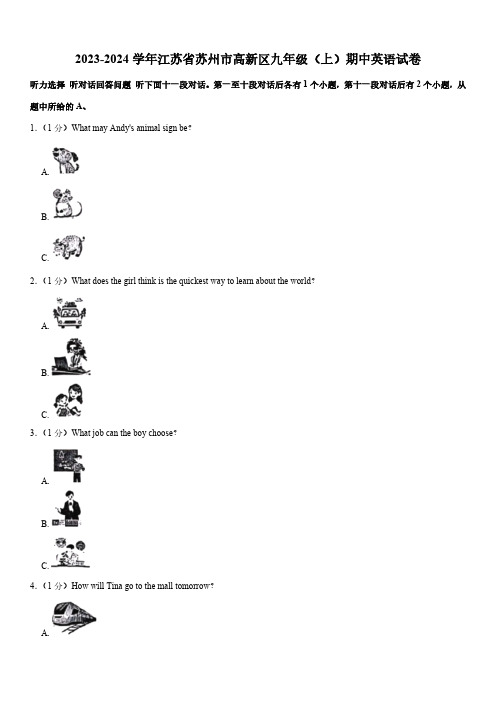 2023-2024学年江苏省苏州市高新区九年级(上)期中英语试卷(含解析无听力原文及音频)