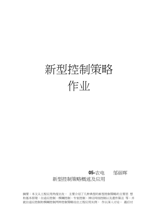 新型控制策略概述及应用
