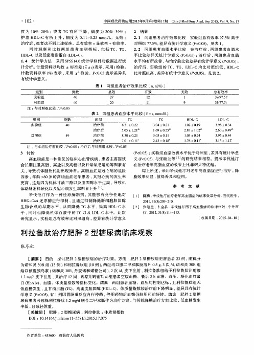 利拉鲁肽治疗肥胖2型糖尿病临床观察