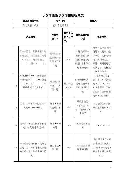 四年级(上)第一单元易错题(新)