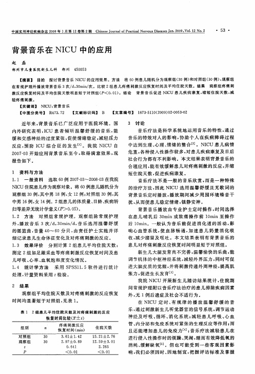 背景音乐在NICU中的应用