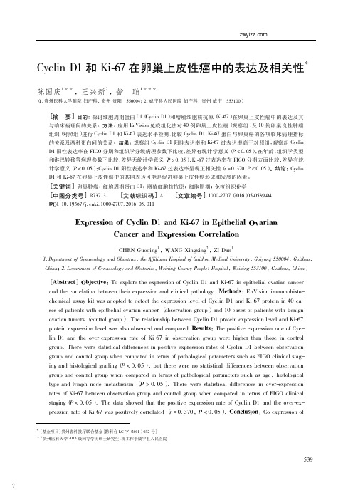 CyclinD1和Ki_67在卵巢上皮性癌中的表达及相关性_陈国庆