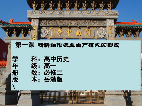 高中历史 必修二第一单元第1课 精耕细作农业生产模式的形成(共26张PPT)