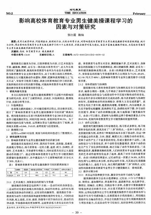 影响高校体育教育专业男生健美操课程学习的因素与对策研究