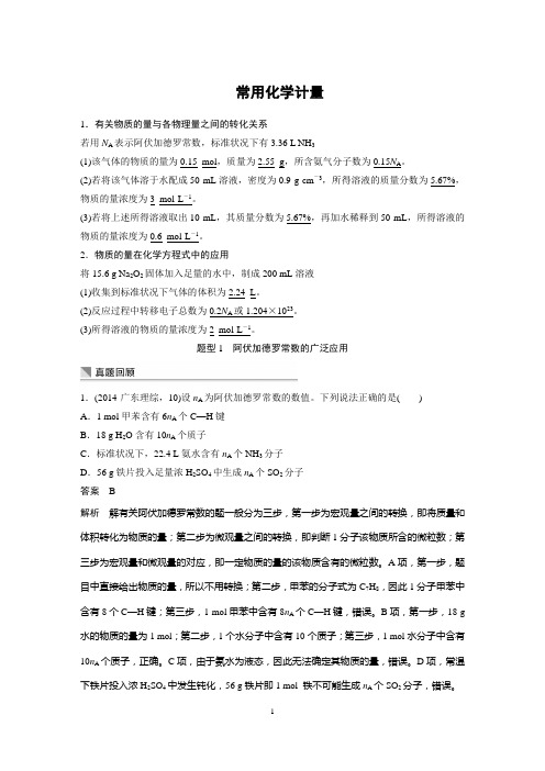 2015届化学高考复习专题 常用化学计量