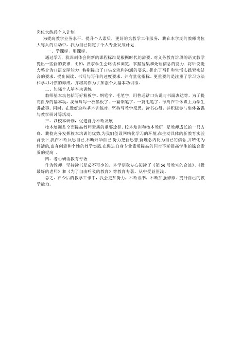 岗位大练兵个人计划