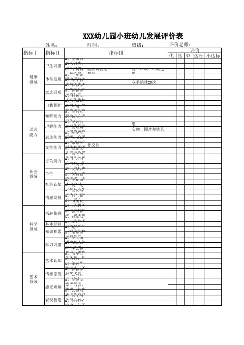 小班幼儿发展评价表(1)