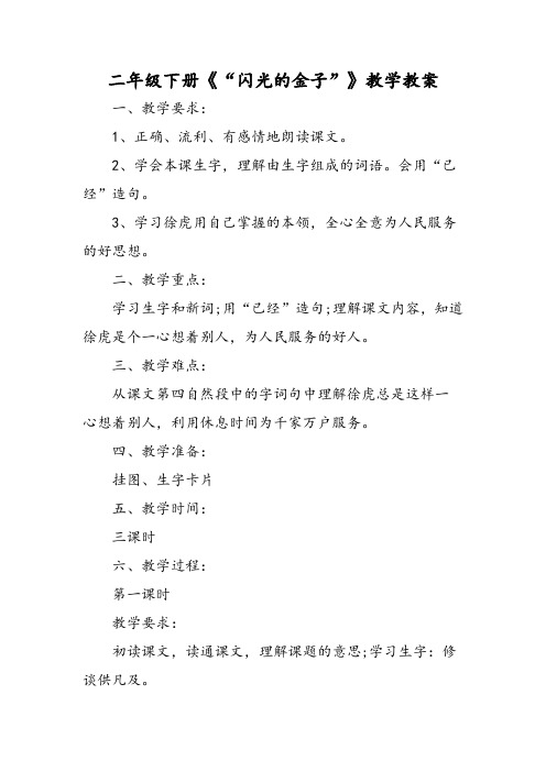 二年级下册《“闪光的金子”》教学教案-word文档