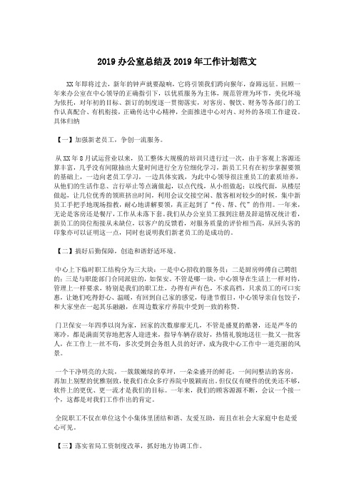 2019办公室总结及2019年工作计划范文.doc
