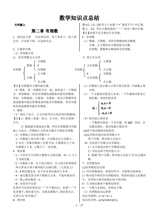 华师大版初中数学知识点总结