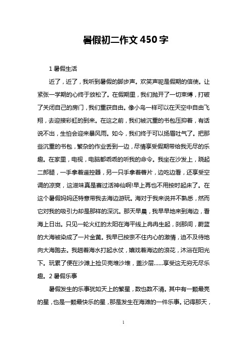 暑假初二作文450字