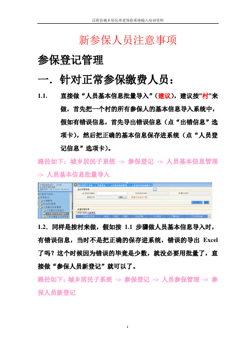城乡居民养老保险系统新参保人员录入系统培训资料.doc