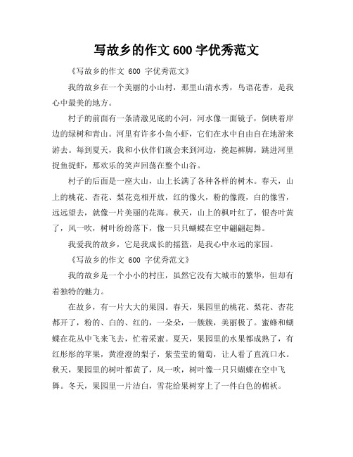 写故乡的作文600字优秀范文