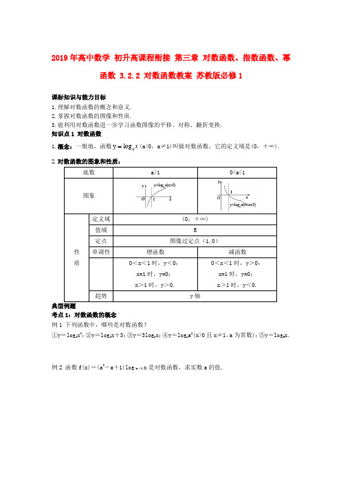 2019年高中数学 初升高课程衔接 第三章 对数函数、指数函数、幂函数 3.2.2 对数函数教案 苏教版必修1.doc