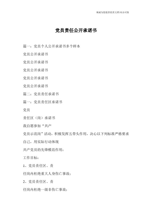 党员责任公开承诺书