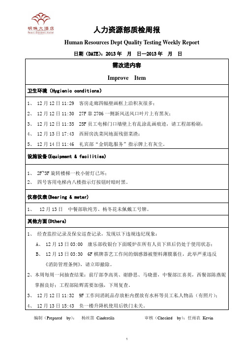 质检周报表