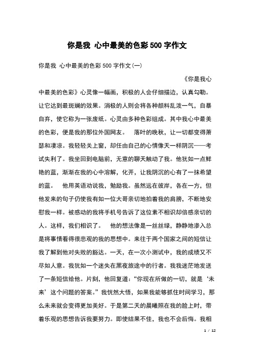 你是我 心中最美的色彩500字作文