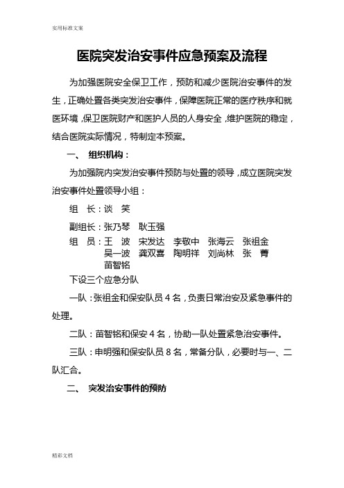 医院的突发的治安事件应急预案及流程