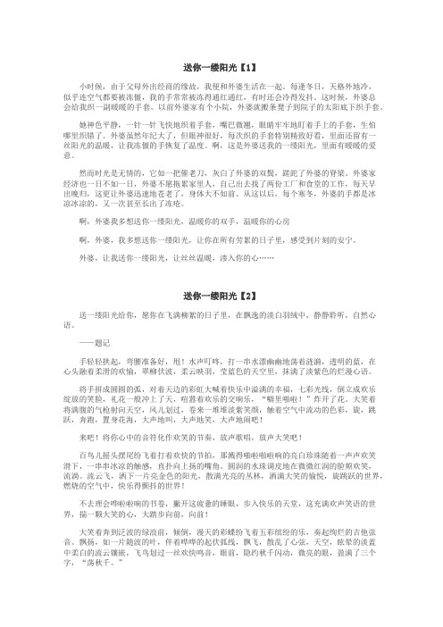 送你一缕阳光作文
