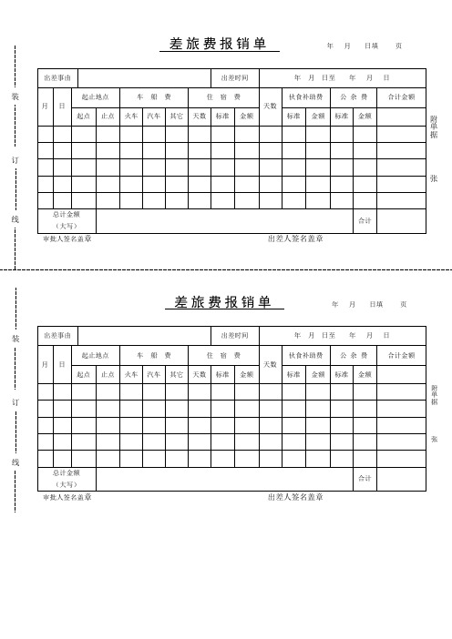 差旅费报销单参考样表