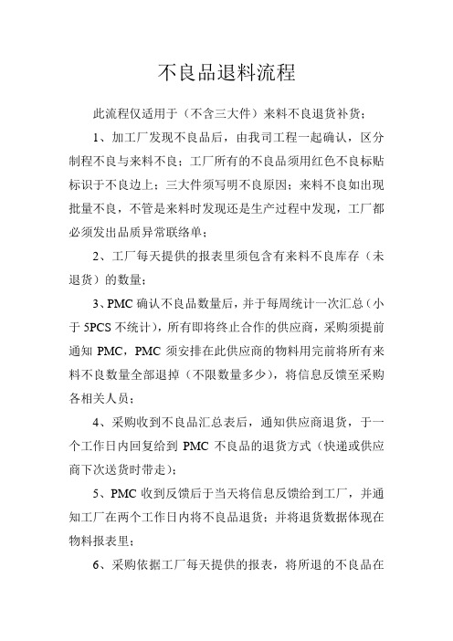 不良品退料流程