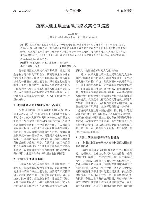 蔬菜大棚土壤重金属污染及其控制措施