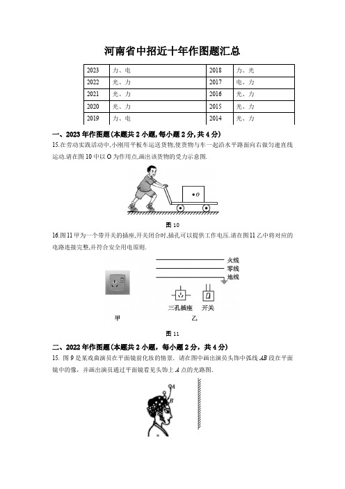 河南省中招物理近十年作图专题汇总