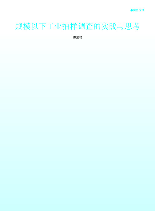 规模以下工业抽样调查的实践与思考