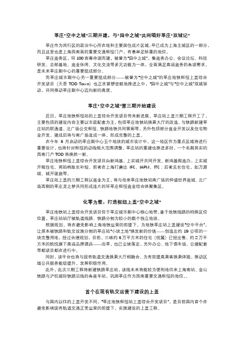 莘庄商务区与莘庄枢纽的双城记