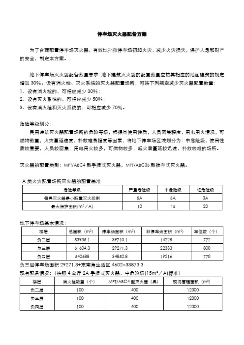 停车场灭火器配备方案