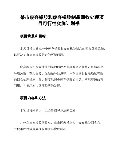 某市废弃橡胶和废弃橡胶制品回收处理项目可行性实施计划书