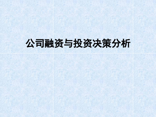 公司融资与决策分析(培训课件)
