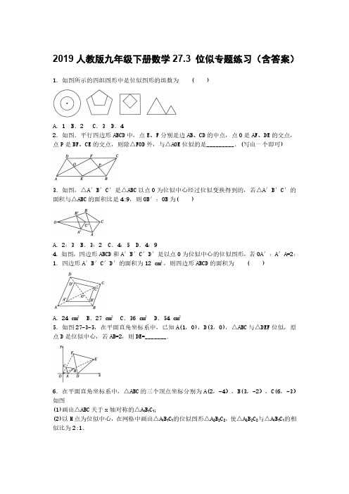 2019人教版九年级下册数学27.3  位似专题练习(含答案)