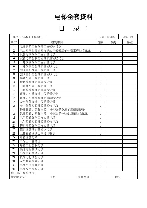 电梯全套资料-范本模板