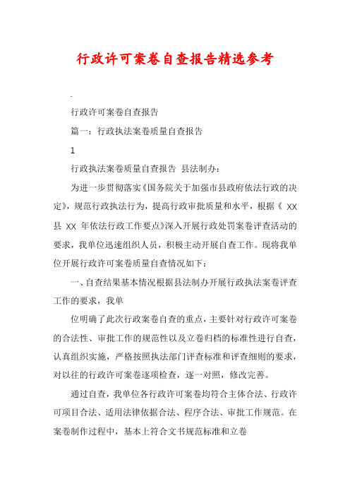 行政许可案卷自查报告精选参考