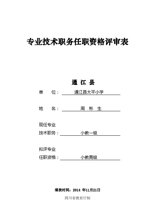 2014职称评审表